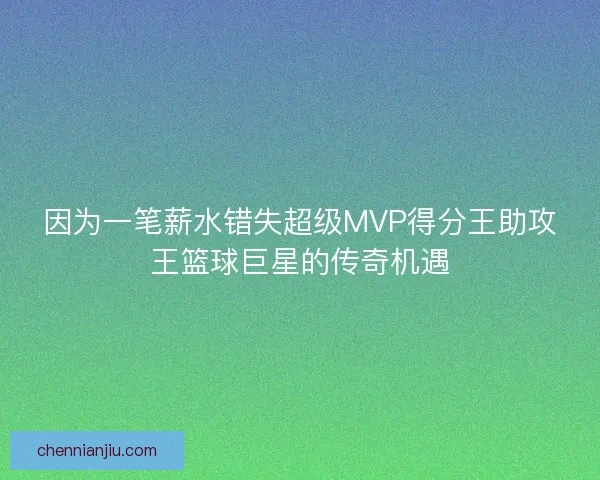 因为一笔薪水错失超级MVP得分王助攻王篮球巨星的传奇机遇 因为一笔薪水错失超级MVP得分王助攻王篮球巨星的传奇机遇